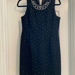 Black sequins wool dress and jacket set